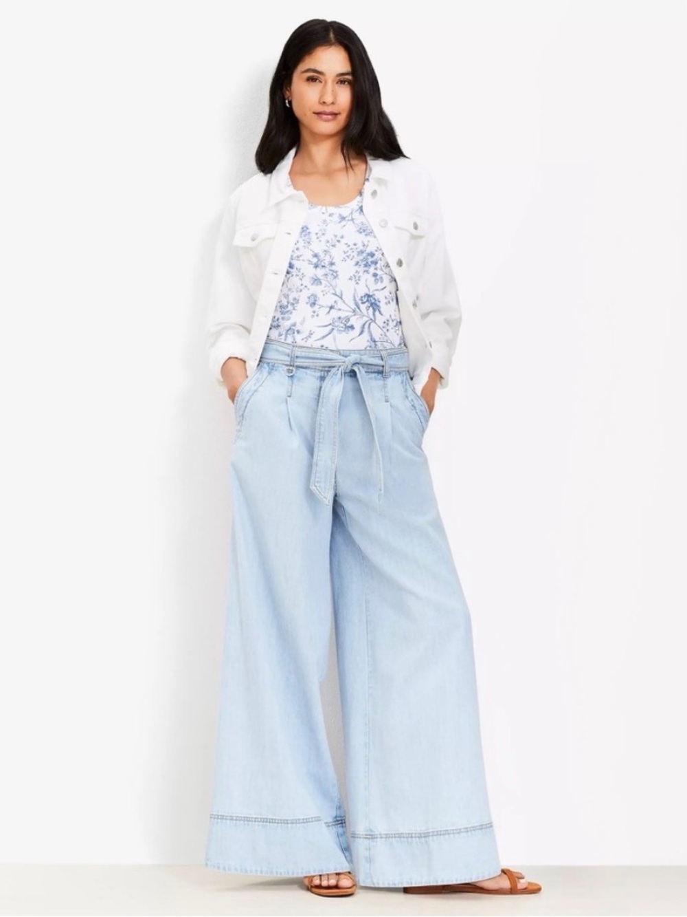 Loft Chambray Belted Wide Leg Pants - Picture 10 of 10